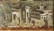 Wall painting of houses at noon from Pompeii